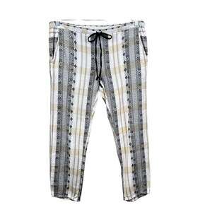 Ace & Jig Drawstring Pants Cotton Texture Geometric Small White Black Crop Boho